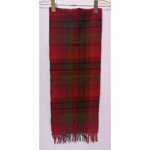 Vintage Ralph Lauren Red Plaid Lambs Wool Scarf MADE IN SCOTLAND